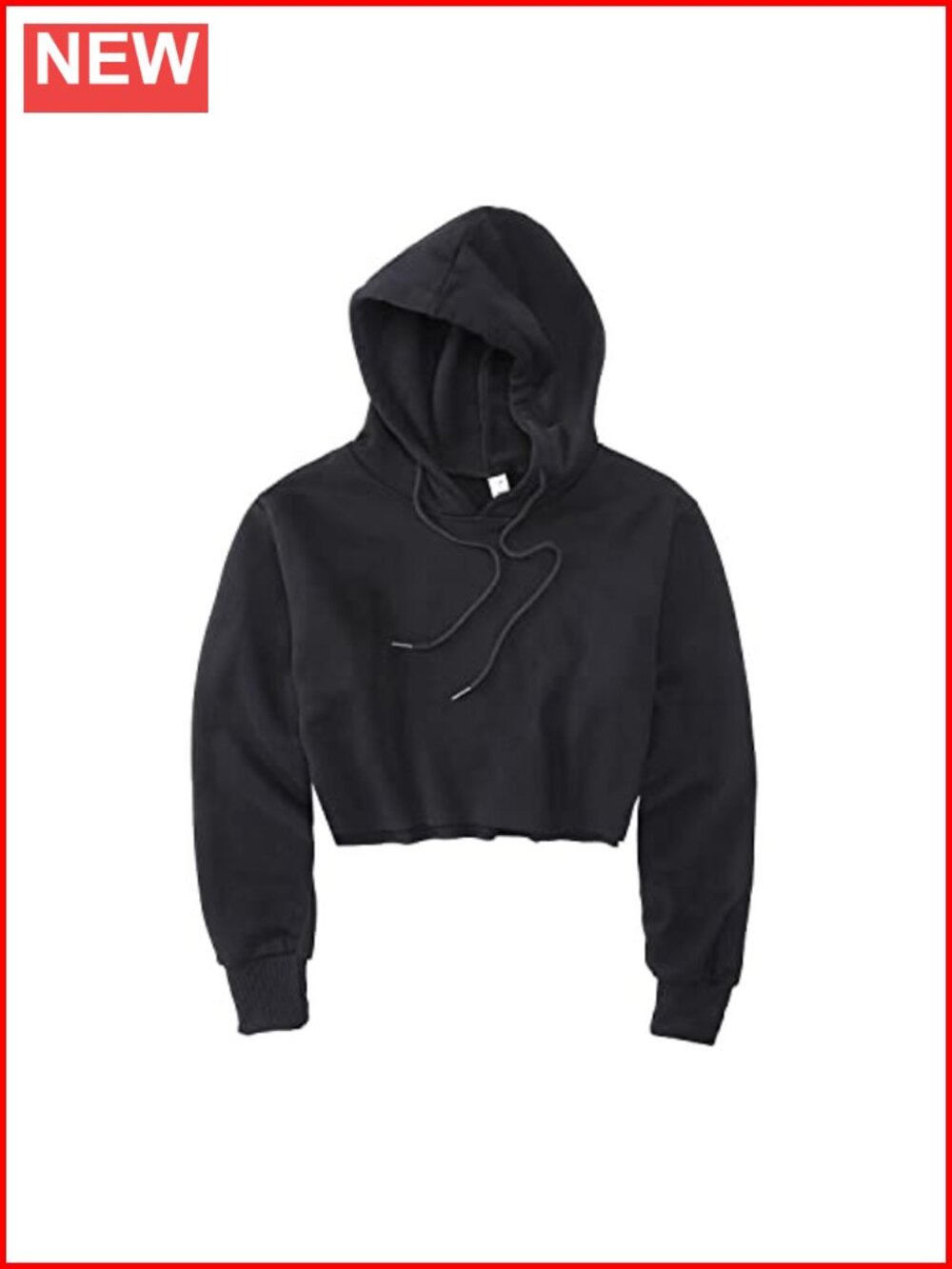 Cropped Hoodie Fleece Long Sleeve Pullover Raw Edge Sweatshirt